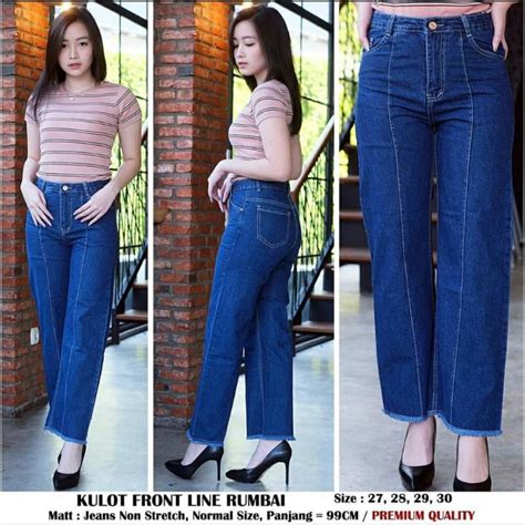 Jual Celana Highwaist Kulot Jeans Tulang Celana Kulot Jeans Rawis RUMBAY Shopee Indonesia