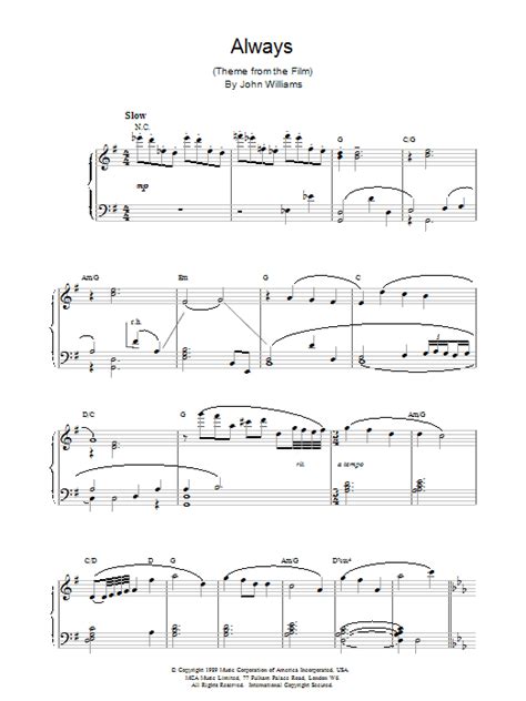 Always Sheet Music By John Williams Piano Solo Download 4 Page