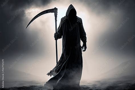 Grim Reaper Generative Ai Death Illustration Of A Scary Horror Shot