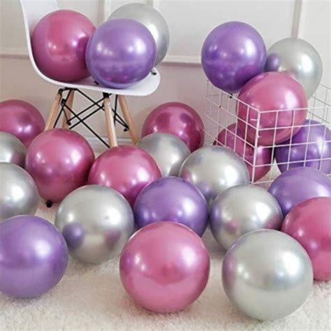 25 Balões Metalizados Cor Rosa Roxo Prata Platino Nº10 Elo7