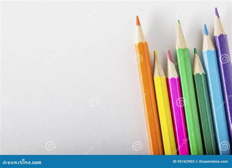 Colored Pencils On Paper Stock Image Image Of Draw Group 95162903