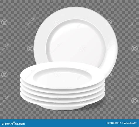 Realistic Stack Of Plates Washed Dishes Clean Plate Pile Stacked