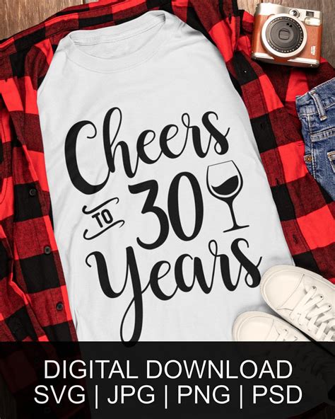 Cheers To 30 Years Svg Png  Psd Digital Download 30th Etsy Uk