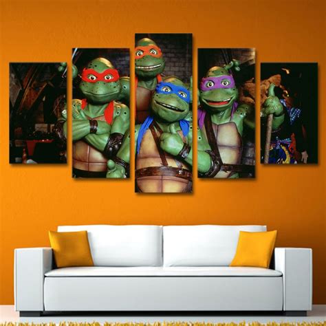 Teenage Mutant Ninja Turtles Movie Framed 5pc Oil Painting Art Hd Wall