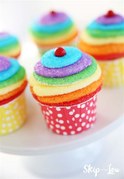 Easy Rainbow Cupcakes With Sanding Sugar Tutorial Skip To My Lou