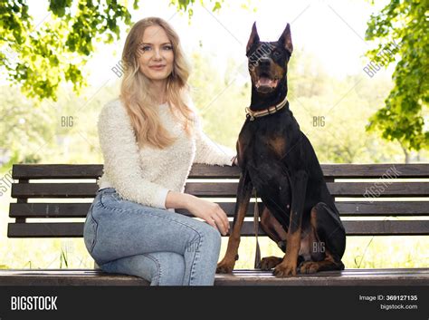 Woman Her Dog Doberman Image And Photo Free Trial Bigstock
