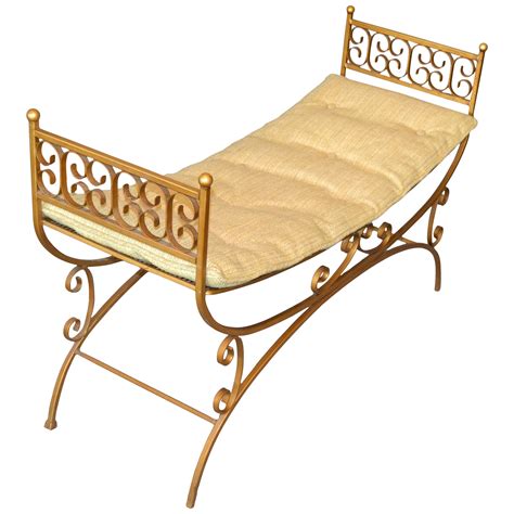 Beautiful wrought iron regency curved garden bench. 1880s Dark Wooden Bench with Wrought Iron Legs For Sale at ...