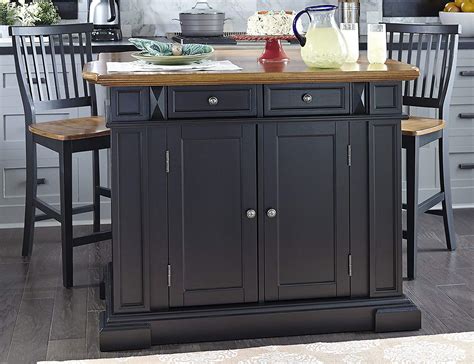 Home Styles Kitchen Island And Two Stools Black Ebay
