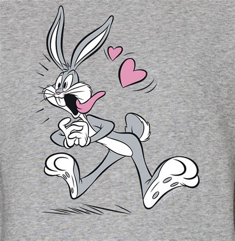 Official Looney Tunes Love Bugs Bugs Bunny Adults Unisex Grey Hoodie