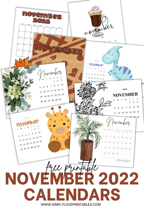 Free Printable November 2022 Calendars Simply Love Printables