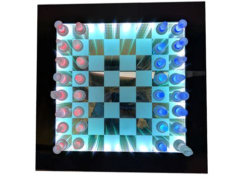 Infinity Mirror Chess Board | LED Remote Control | Light Up Pieces