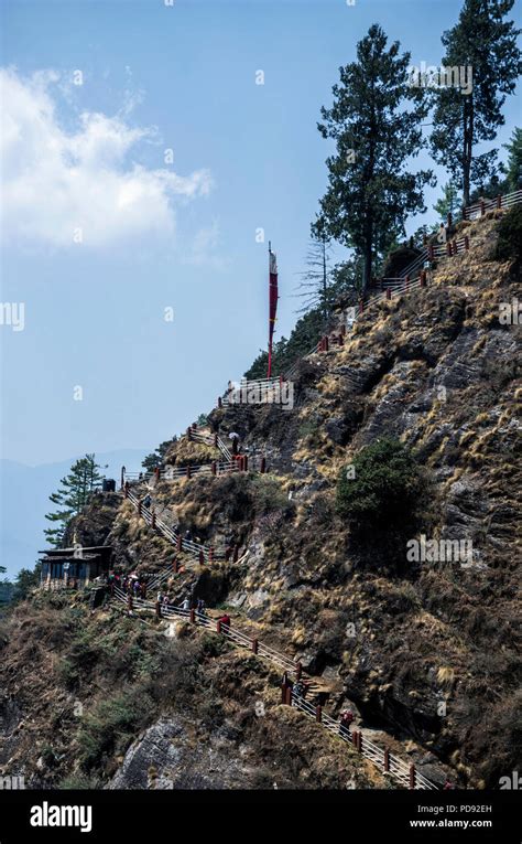 The Narrow Steep Staircases Path Leading To The Tiger S Nest Taktshang