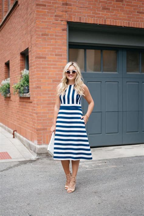 Spring Summer Staple The Nautical Striped Dress Bows Sequins Striped Dress Spring