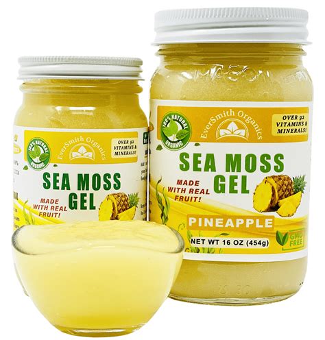 Organic Sea Moss Gel Large 16 Oz Pineapple Real Fruit