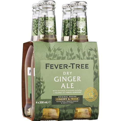Fever Tree Premium Dry Ginger Ale Bottles 200ml X 4 Pack Woolworths