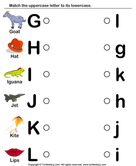 100+ worksheets that are perfect for preschool and kindergarten kids and includes activities like tracing, recognition, dot to dot, missing letters and many whether you are a teacher, homeschooling your children or a parent, these free alphabet worksheets are perfect for helping kids learn their abc's. Draw Line to Match Letters G to I Worksheet - Turtle Diary
