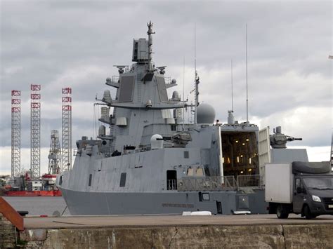 Frigate Admiral Gorshkov With Open Doors Of A Helicopter Hangar 1429
