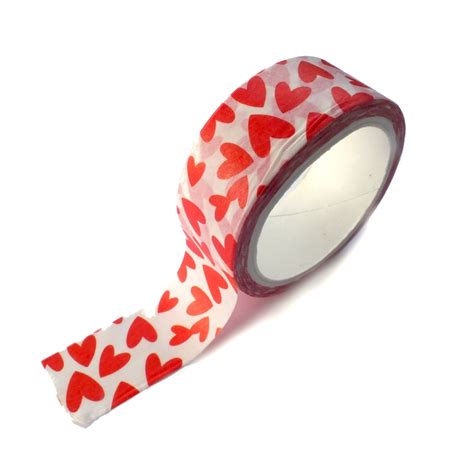 ruban washi 15 mm x 5m motif coeurs rouges masking tape à motif creavea