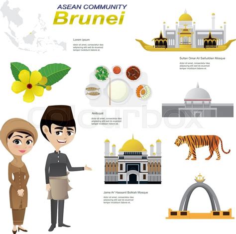 Illustration Of Cartoon Infographic Of Brunei Asean Community Use For