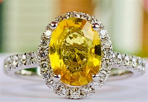 Yellow Sapphire Engagement Ring Natural Yellow Sapphire Engagement Ring Carat Ceylon
