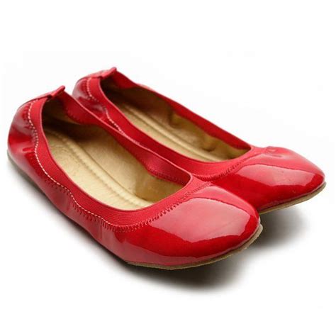 Ollio Womens Ballet Shoe Comfort Cute Red Enamel Flat Shoe Stretcher
