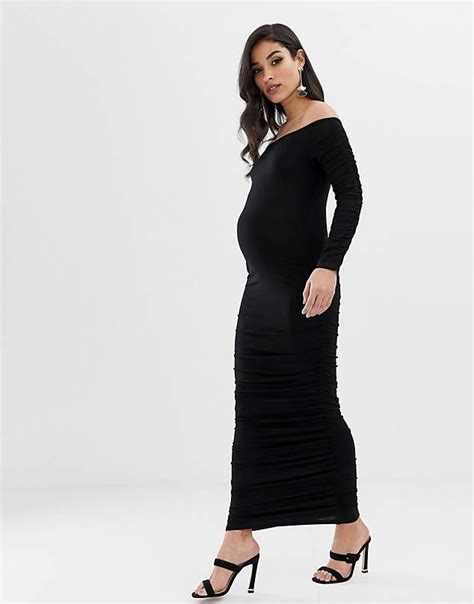 asos design maternity long sleeved ruched midaxi bodycon dress bodycon dress maternity
