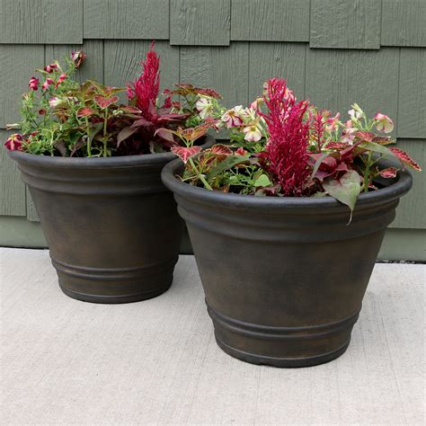 Sunnydaze Franklin Flower Pot Planter Outdoorindoor Unbreakable