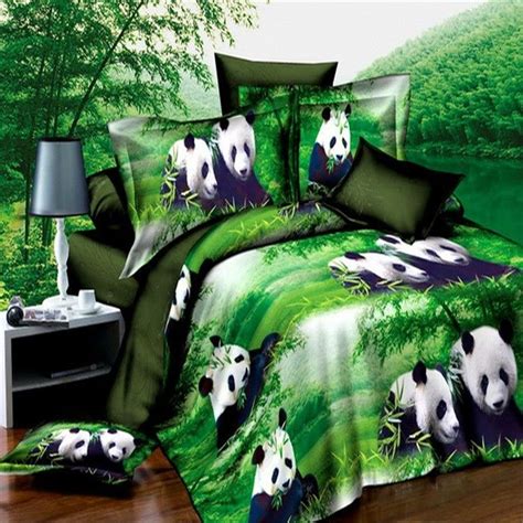 Panda Bedding In Stores Panda Green Cheap Oil Print 3d Bedding Set