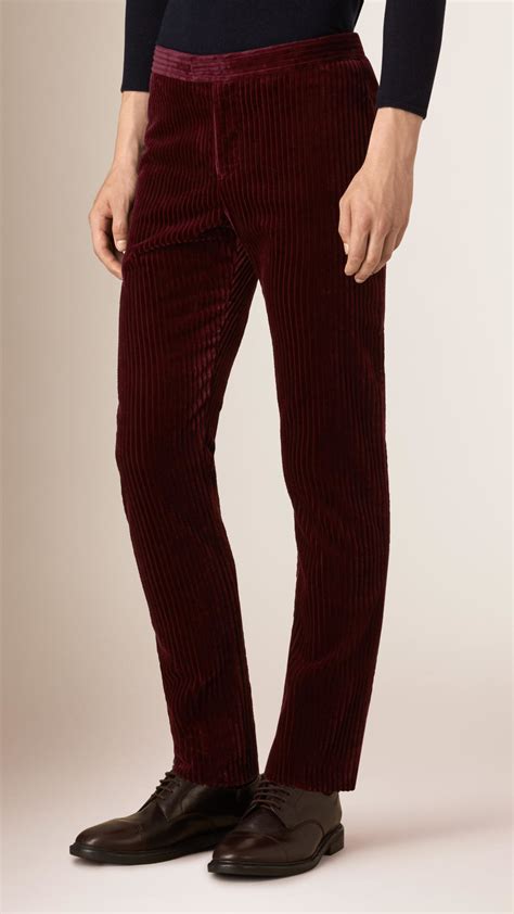 Lyst Burberry Straight Fit Corduroy Trousers In Purple For Men