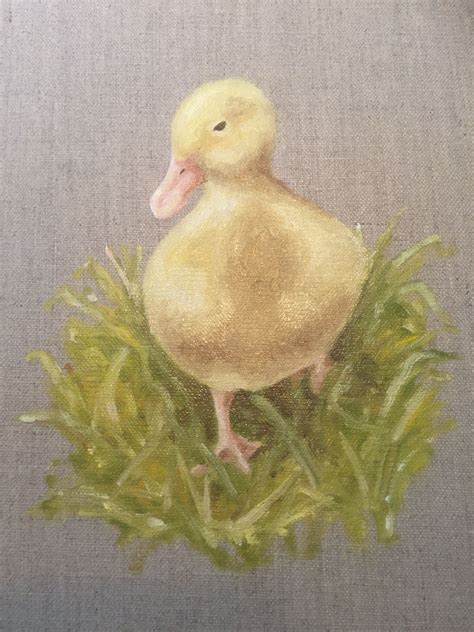 Spring Duckling Oil On Canvas Board 2016 Brown Art Oil On Canvas