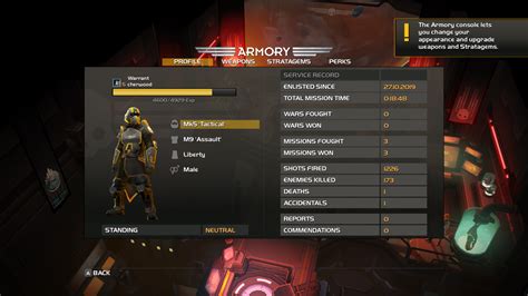 Profile Helldivers Interface In Game