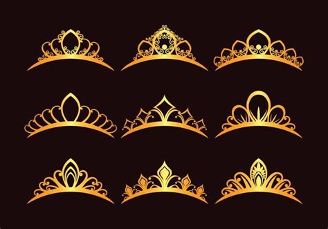 Set Of Princess Tiaras Crown Illustration Vector Art Castle
