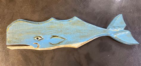 Large Wood Whale Wall Art Decor Free Shipping T For Dad Etsy