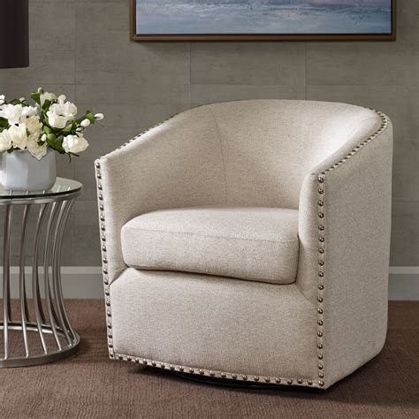 Madison Park Tyler Swivel Arm Chair Natural In 2020 Barrel Chair