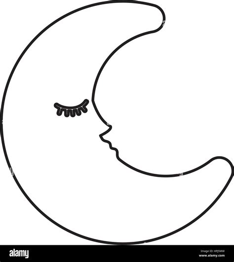 Sleeping Moon Cartoon Icon Vector Illustration Graphic Design Stock