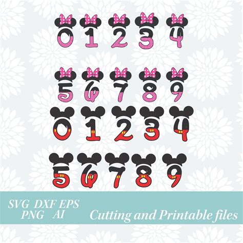 Mickey Mouse Svg Minnie Mouse Svg Numbers Svg Disney Numbers Svg