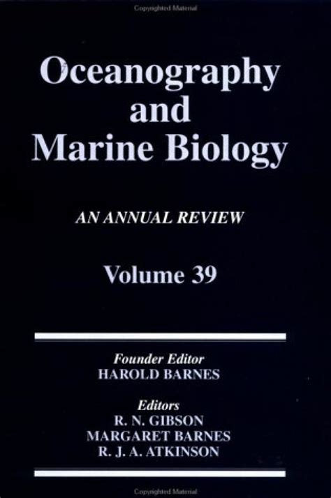 Oceanography And Marine Biology An Annual Review Volume 39 Nhbs