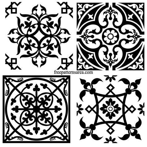 Decorative Square Ornament Tile Art Vector Patterns