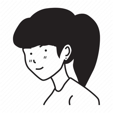 Avatar Character Cute Girl People Ponytail Hair Woman Icon