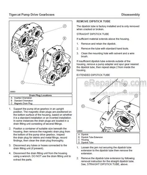 Tigercat Service And Repair Manual Pump Drive Gearbox And Inch
