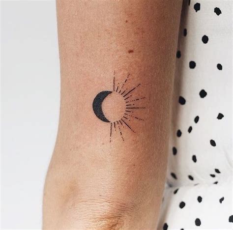 Minimalist Black Small Moon And Sun Tattoo Astronomical Tattoo Sun