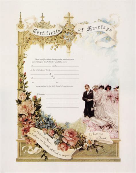 Traditional Joseph And Mary Memorial Of Marriage Certificate Unframed