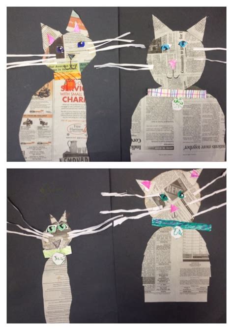 Kindergarten Made Kitty Cats From Newspaper Kindergarten Art