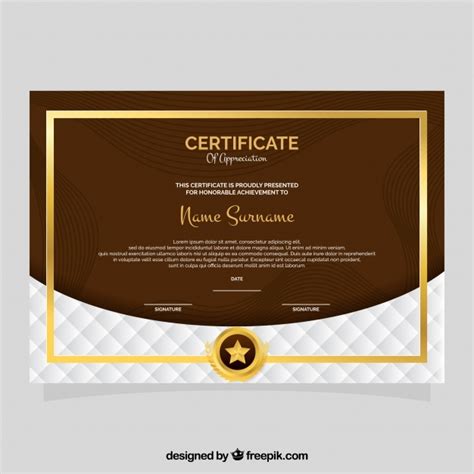 Certificado De Agradecimiento Con Marco Dorado Y Líneas Onduladas
