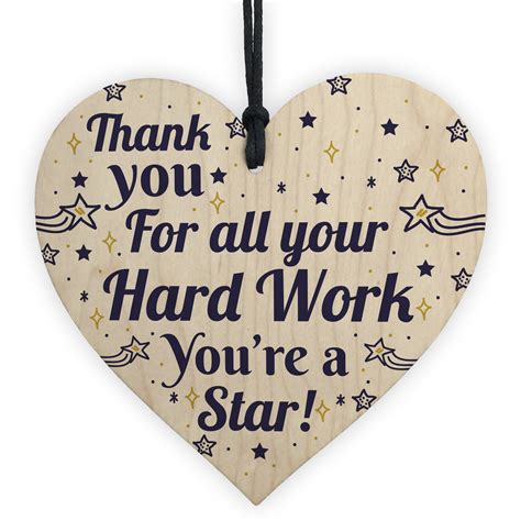 Colleague Thank You Ts Wooden Heart Plaque Employee Teacher