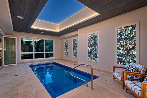 Indoor Pool With Retracting Skylight Contemporary Swimming Pool
