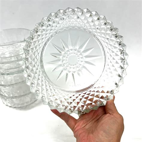 Vintage Arcoroc France Crystal Clear Glass Salad Bowl And Five Etsy