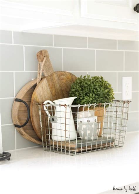 A Modern Farmhouse Kitchen Makeover House By Hoff Wire Basket Decor