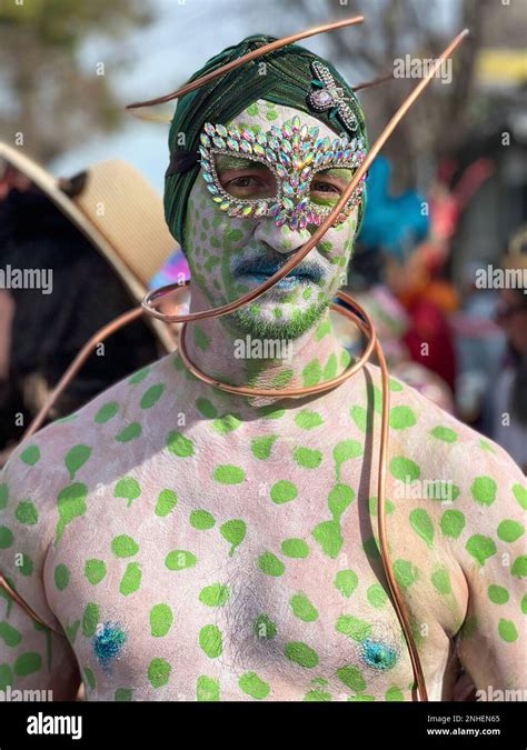 Paradegoers In Costume Are Seen During A Mardi Gras Parade During Mardi