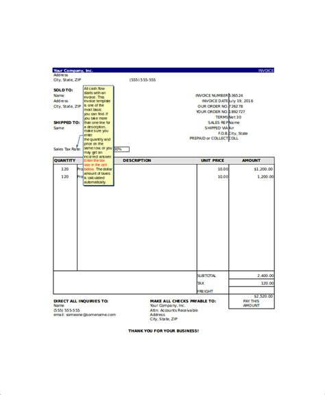 Free 9 Sample Excel Invoice Templates In Excel